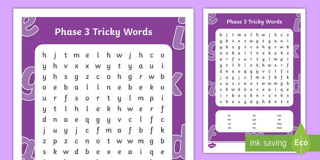 Phase 3 tricky words worksheet